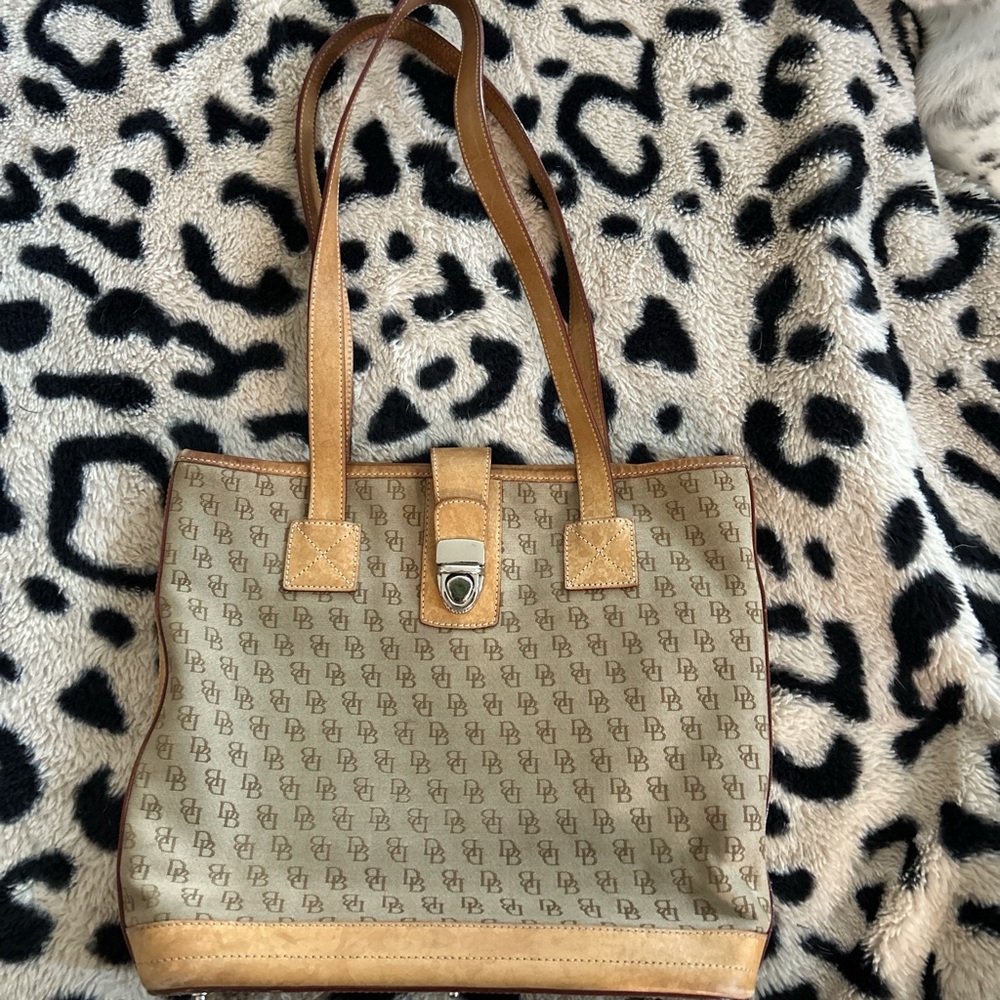 Vintage Dooney and Bourke Tan and Brown Tote Bag